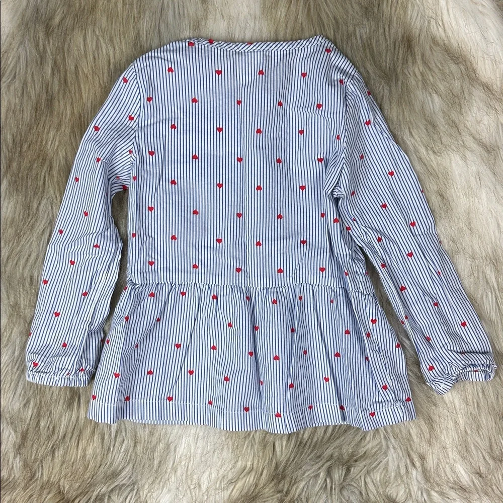 Carter’s Blue Stripe Heart Print Peplum Top, Girls Size 4